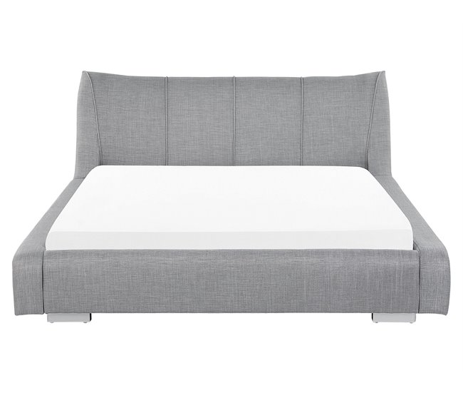 Beliani Cama de agua Piel NANTES 188x237 Gris Claro