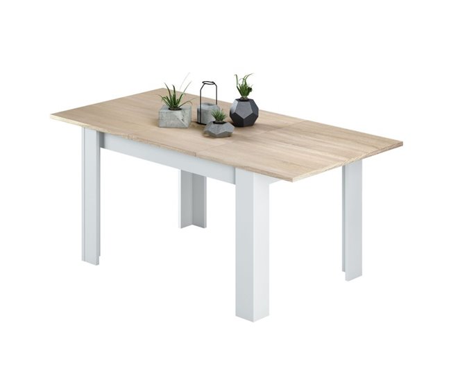 Mesa de comedor extensible Kendra Blanco Veta