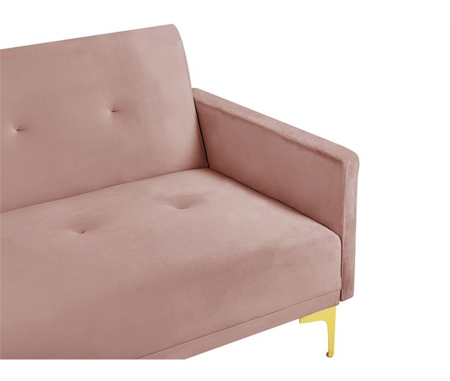Beliani Sofá de 3 plazas Terciopelo LUCAN Rosa
