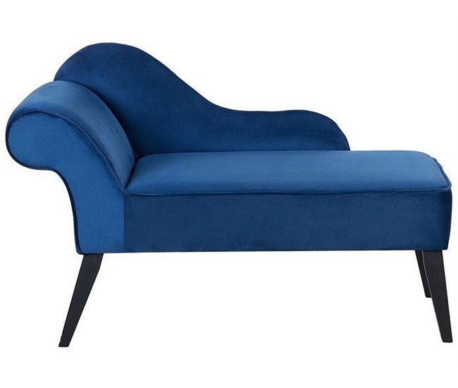 Beliani Chaise longue izquierdo Terciopelo BIARRITZ Azul Marino