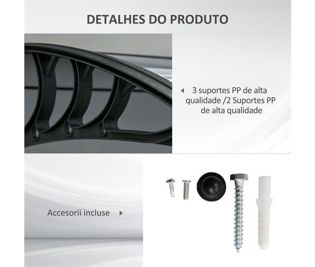 Marquesina Exterior Policarbonato Outsunny Negro