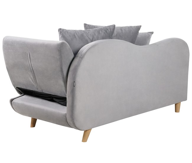 Beliani Chaise longue Terciopelo MERI Gris Claro