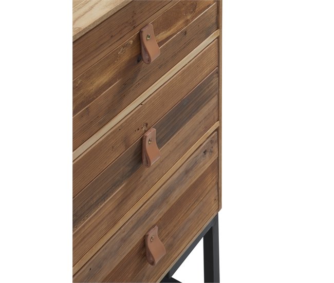 Aparador de Madera de Fresno, Frentes de Madera Reciclada con Base de Metal 110 Madera