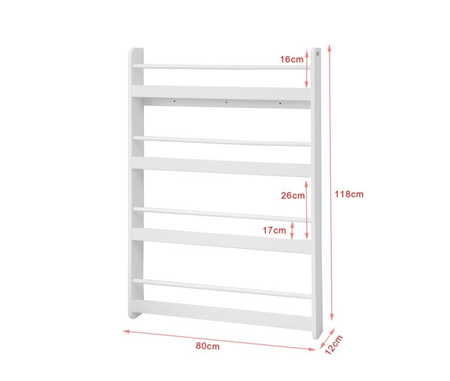 Estantería de Pared Infantil KMB08-W SoBuy Blanco