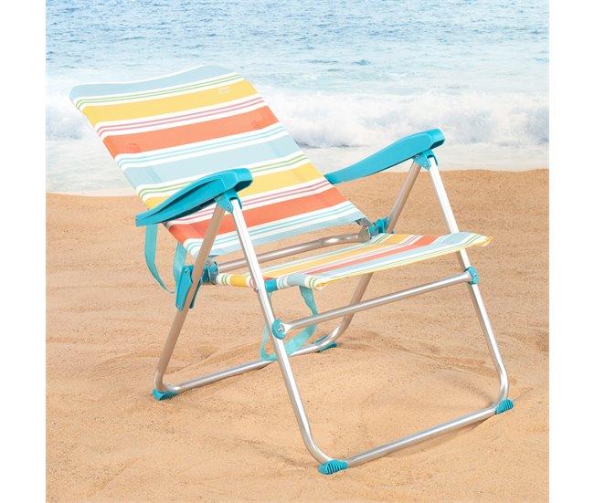 Aktive silla playa plegable aluminio 5 posiciones antivuelco Multicolor