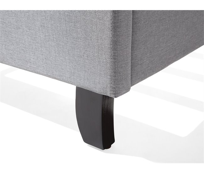 Beliani Cama con somier Poliéster BORDEAUX 221x169 Gris Claro