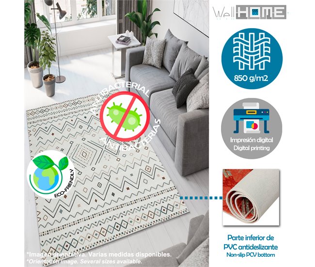 Alfombra De 160 X 230Cm 230x160 Gris Azul