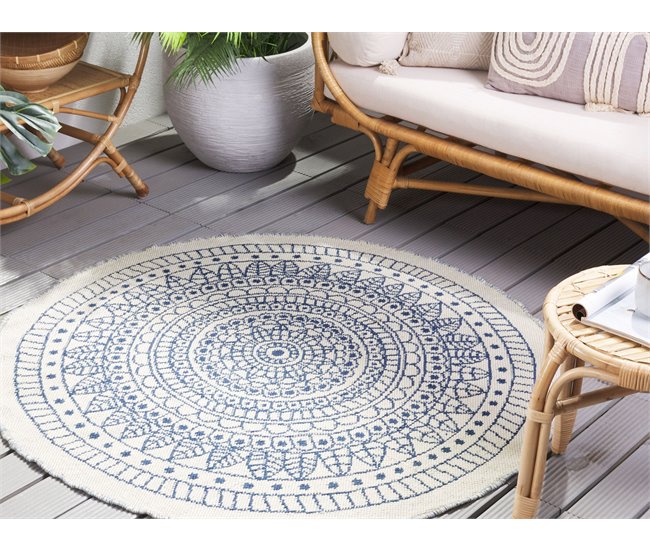 Beliani Alfombra de pelo corto YALAK 140x140 Azul