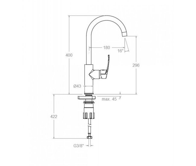 Grifo de Fregadero de Cocina Monomando con Caño Alto Cromo