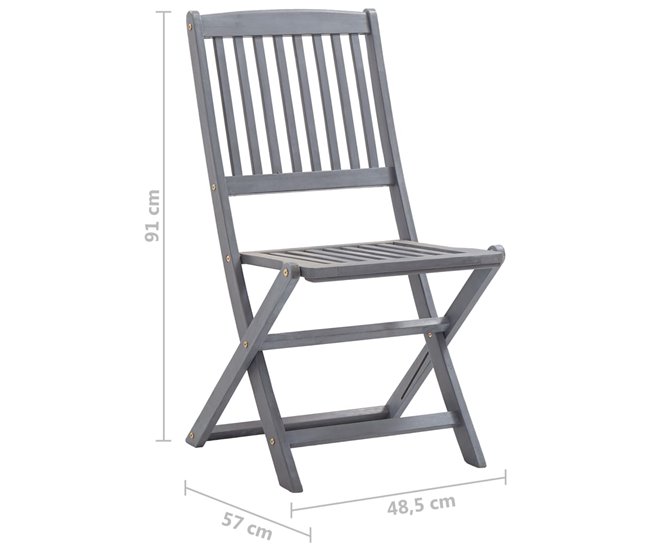 4 Sillas de jardín plegables de madera maciza con cojines Antracita