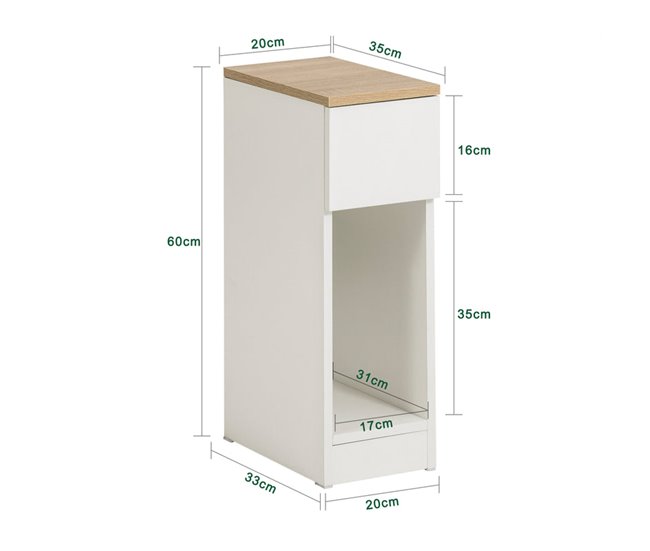 Set de 2 Mesas auxiliares con 1 cajón negro FBT111 SoBuy 20 Natural