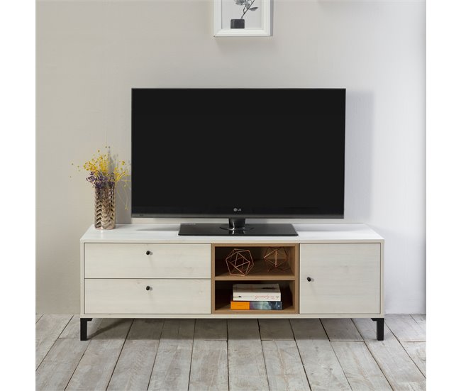 Mueble TV Javea 2 cajones y 1 Puerta 136 Blanco