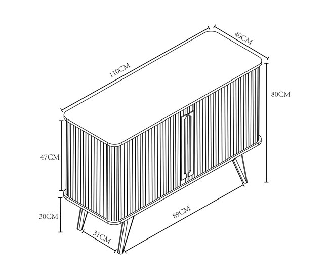 Aparador Tysvær bambú con puertas [en.casa] 110 Blanco/ Madera