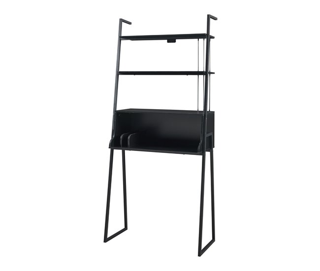 Conforama Escritorio Storfjord con estantería escalonada 184x80x40cm - Negro [en.casa]