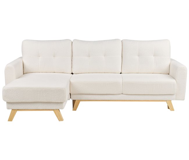 Beliani Sofá esquinero Bouclé SIRO Blanco/ Beige