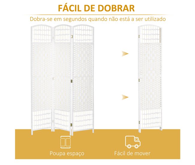 Biombo Papel, Bambú HOMCOM, hogar - decoración Blanco