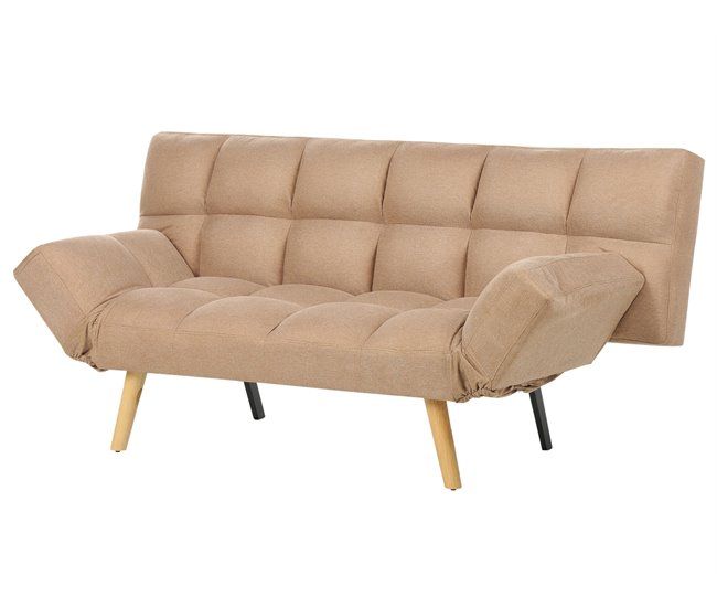 Beliani Sofá de 3 plazas Poliéster INGARO Marron Claro