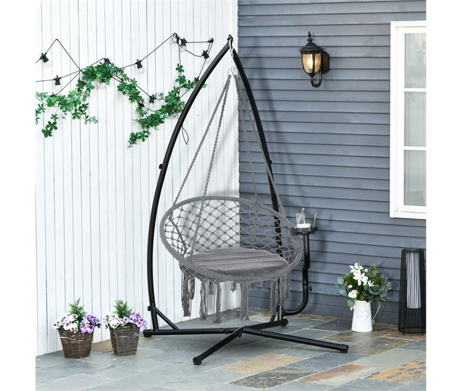 Soporte para Silla Colgante Metal Outsunny Negro