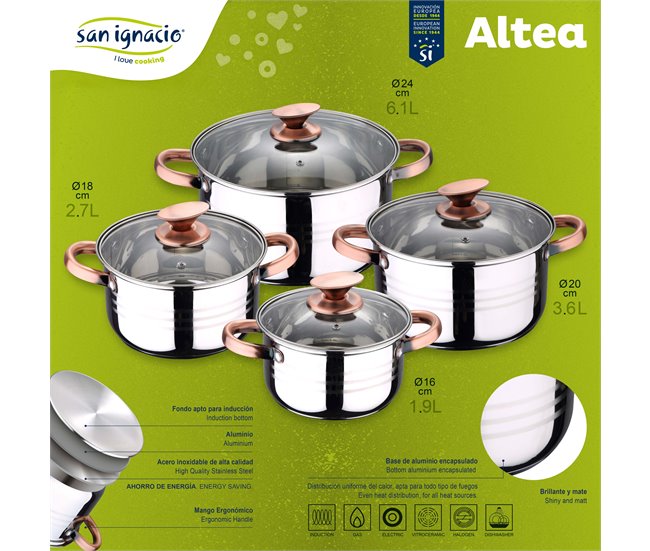 Bateria De Cocina 8 Piezas Apta Para Induccion Gris