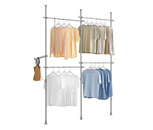 Perchero de Ropa Telescópico Altura Ajustable SoBuy KLS03-HG Gris