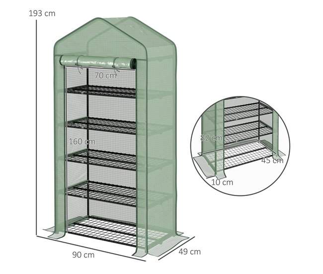 Invernadero de Jardín Acero, PE Outsunny Verde