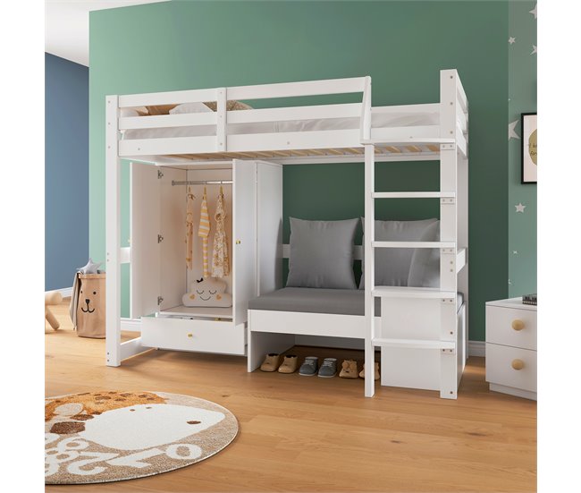 Cama alta para niños Blanco
