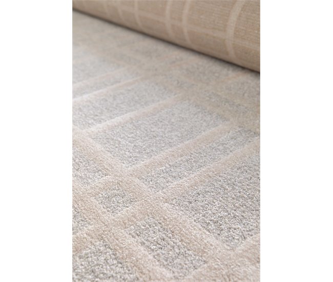 Alfombra con diseño geométrico y relieve CALEDONIA - ATTICGO 80x150 Crema
