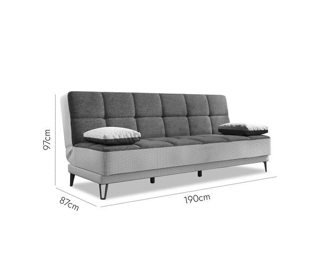 Sofá cama 3 plazas en tela Dfortin Gris