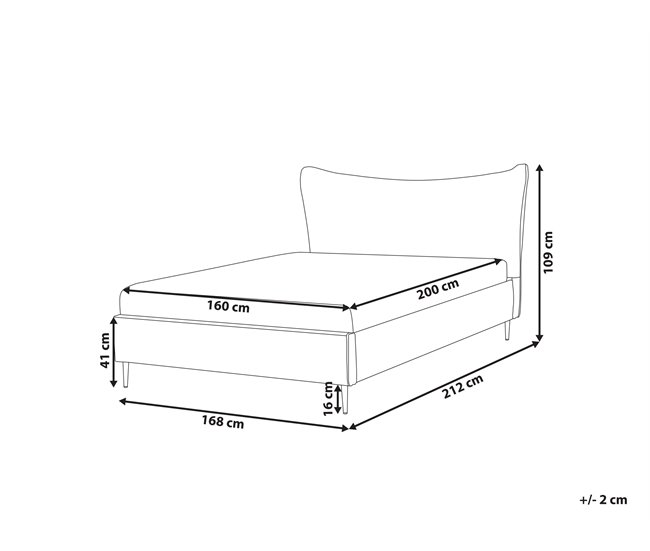Beliani Cama con somier Terciopelo CHALEIX 168x212 Gris Claro