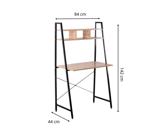 Acomoda Textil – Mesa con Estantería (Escritorio) Negro/ Madera