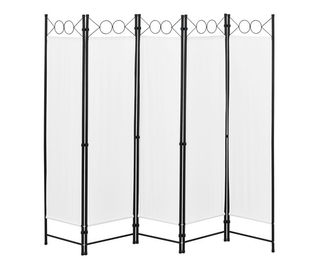 Biombo Separador de 5 Paneles Saragossa Blanco