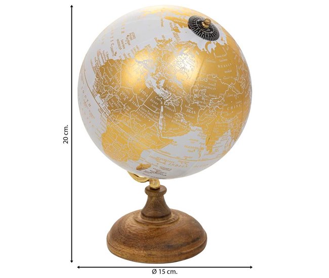 Globo terráqueo de plástico con base de madera Marron