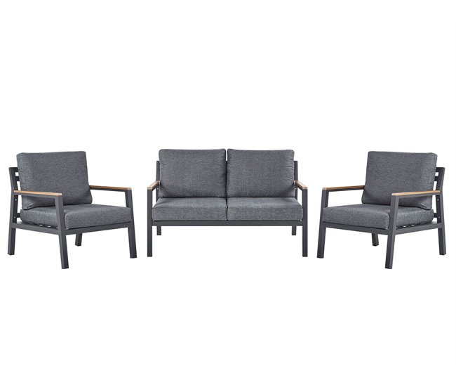 Beliani Conjunto de jardín Aluminio DELIA Gris Oscuro