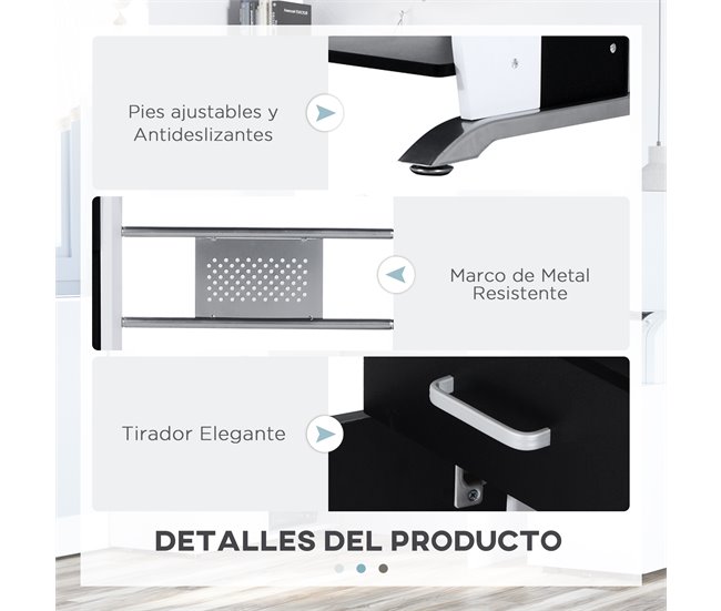 Mesa de Ordenador MDF,Metal HOMCOM, oficina - escritorios 100x52 Negro