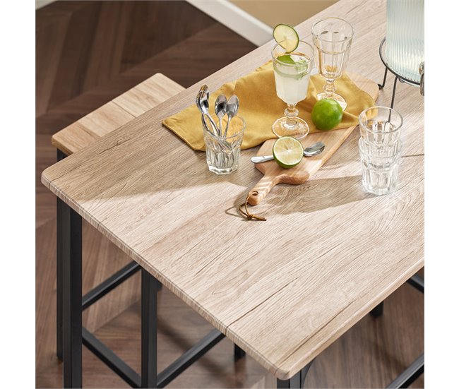 Set Mesa Alta de Bar y 4 Taburetes OGT11-N SoBuy Madera