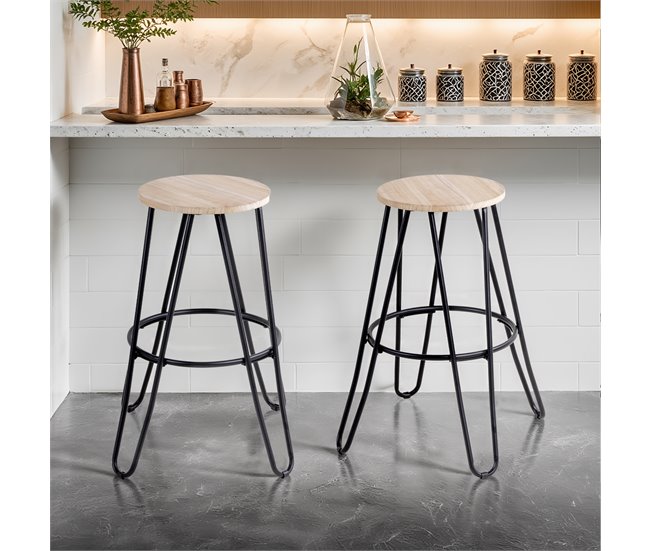 Taburete de bar LARS madera natural Natural