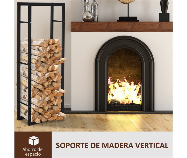 Soporte para Leña Metal HOMCOM, hogar - climatización Negro