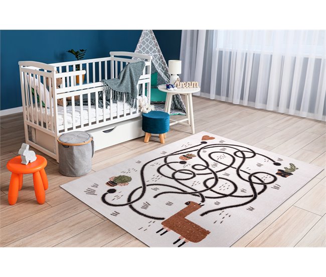Alfombra FUN Game para niños juego de llama 140x190 Crema