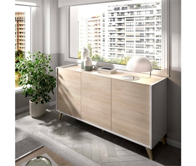 Aparador efecto madera 155 Blanco/ Madera