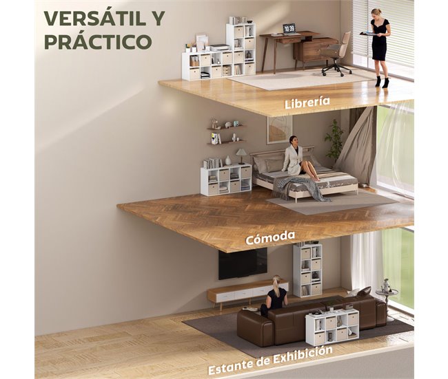 Estantería con Cubos Melamina de Madera HOMCOM Crudo