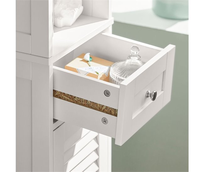 Armario Alto para baño 2 Puertas y 1 cajón FRG236-W SoBuy Blanco