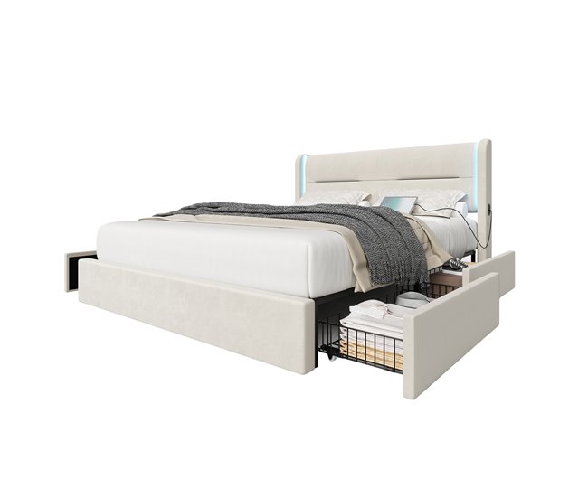 Camas de matrimonio 150x218 Beige