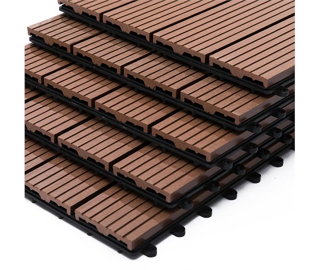 Baldosas de Exterior HDPE Outsunny Marron
