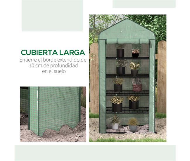 Invernadero de Jardín Acero, PE Outsunny Verde