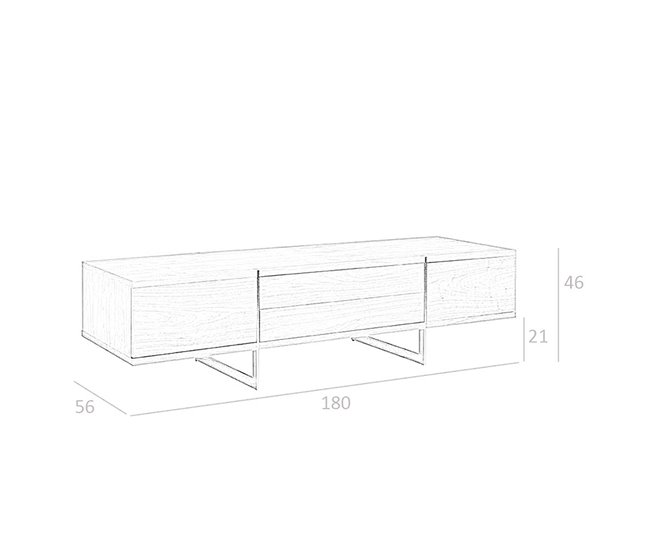 ANGEL CERDA Mueble TV nogal y acero cromado Nogal