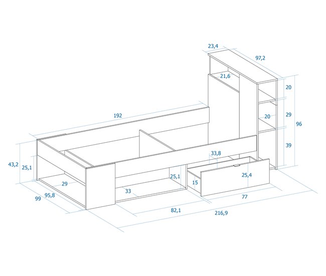 Cama compacta KOMPACT 90x190cm Blanco