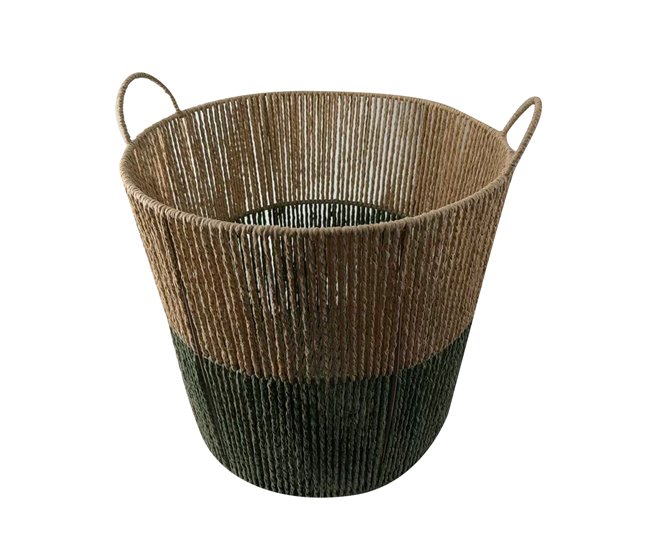 Cesta SOLVE color natural y verde 