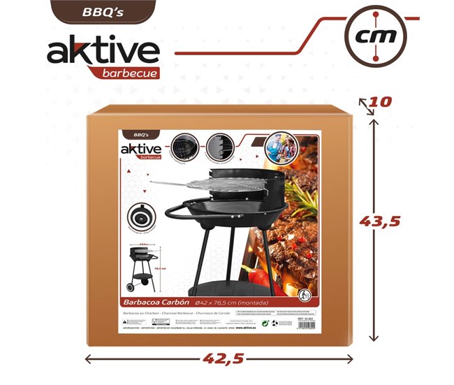 Barbacoa carbón portátil Aktive Negro