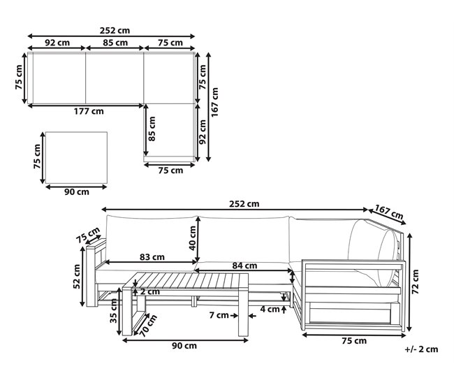 Beliani Conjunto de jardín TIMOR Gris Oscuro