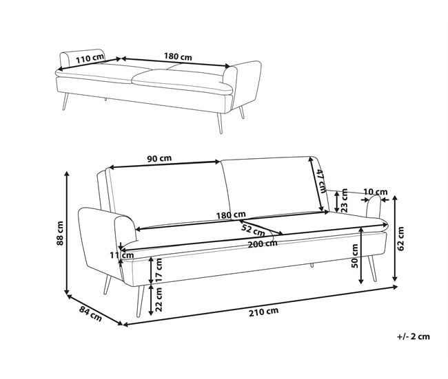 Beliani Sofá cama Terciopelo VETTRE Amarillo